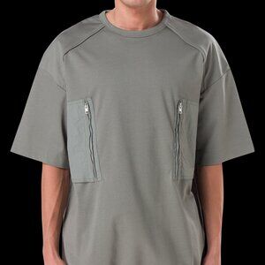 BNWT SS23 JUUN.J NYLON ZIPPER POCKET BLOCKED STRING TSHIRT L